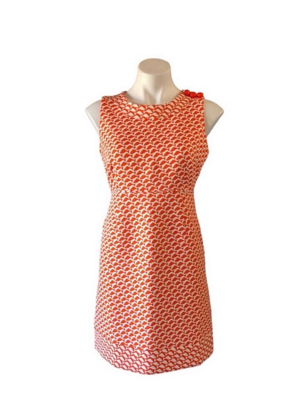 Vineyard Vines, Orange and White Fish Print, Fitted, Sheath Dress